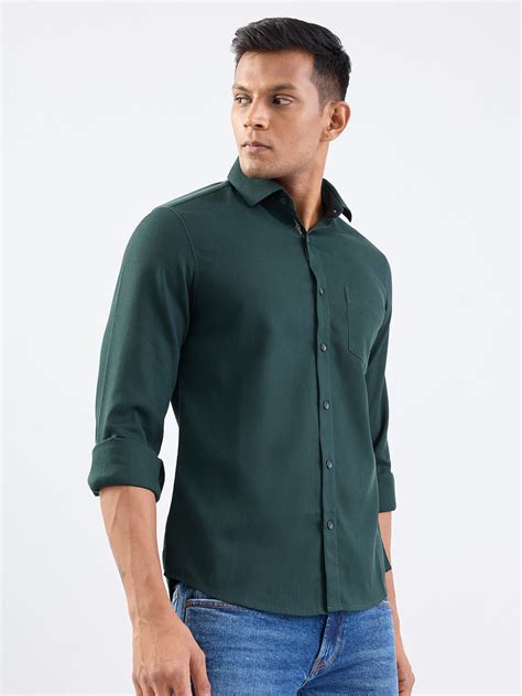 Spykar Botanical Green Slim Fit Casual Shirts For Men