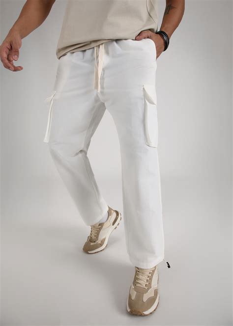White Relaxed Fit Cargo Pant