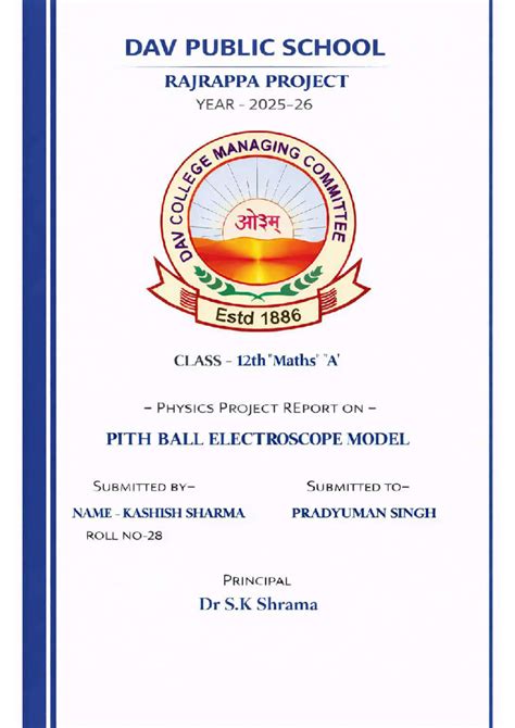 Class 12th Physics Project Report: Pith Ball Electroscope Model - Studocu