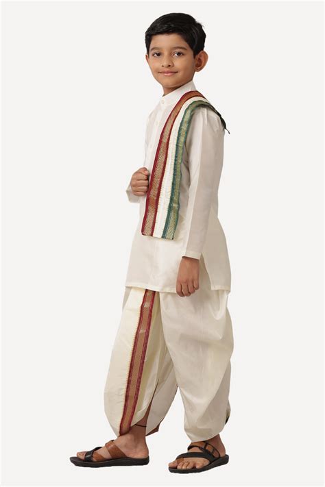 Ideal - Cream Kurta and Panchakacham Pet 3 In 1 Set Fot Kids | Uathaya ...