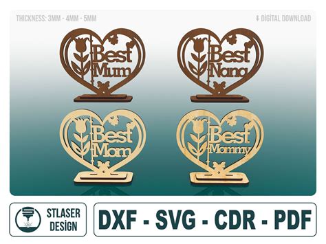 Buy Best Mom Heart Laser Cut Svg Files, Vector Files for Wood Laser ...