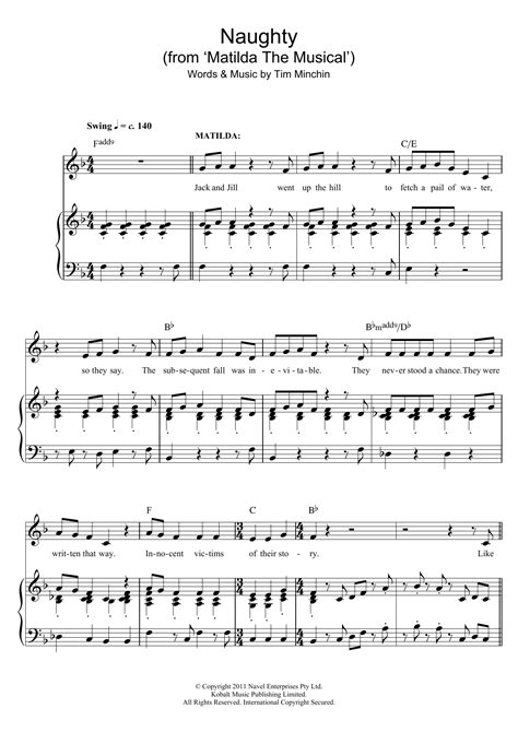 Tim Minchin - Naughty (from Matilda The Musical) sheet music