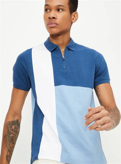Buy Men Slim Fit Colourblocked Polo T-shirt Online at just Rs. 799.0 ...