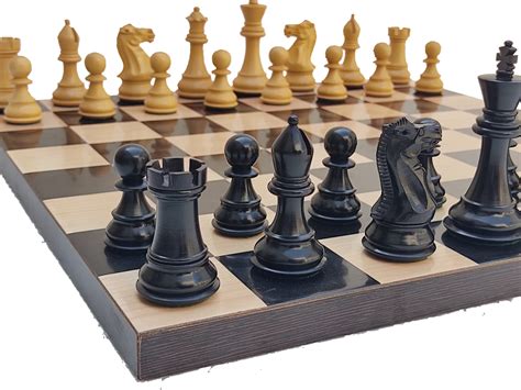 17" x 17" Borderless Wooden Chess Set - Square 55 mm - Pure Ebony and ...