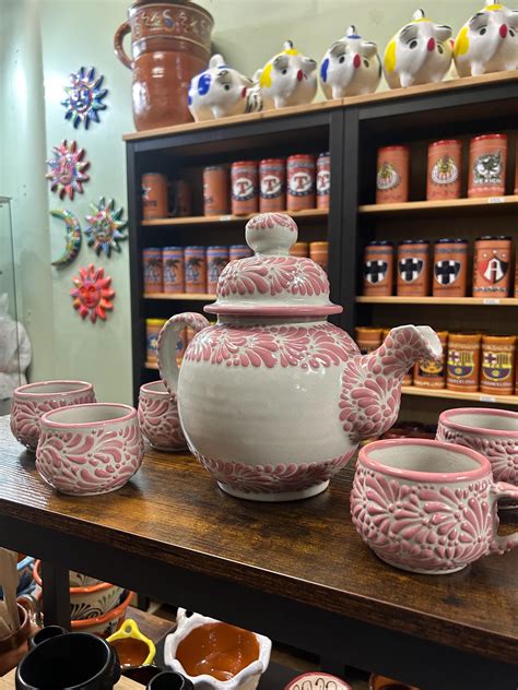 Tetera De Talavera Rosa Y Blanca Cafetera Talavera Hecho En México ...