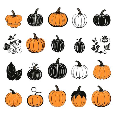 Pumpkin Silhouette Set Thanksgiving And Halloween Elements Autumn ...