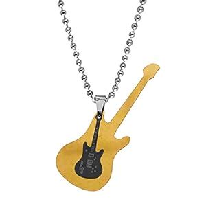 Buy M Men Style Rock Star Jewelry Music Note Electric Guitar Locket ...