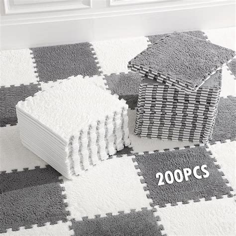 Amazon.com: Drydiet 200 Pcs 11.8 x 11.8 x 0.4 Interlocking Carpet Tiles ...