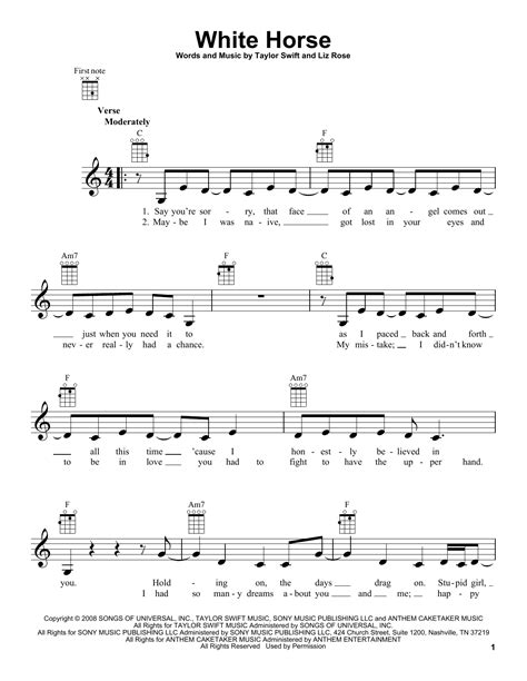 White Horse by Taylor Swift - Ukulele - Guitar Instructor