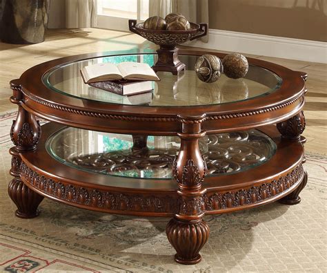 Round Glass And Wood Coffee Table - Table Round Ideas