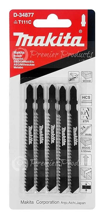 Makita® 5 Piece - T Shank Jigsaw Blades For Jigsaws - Fast Cutting For ...
