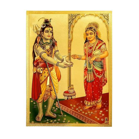 Hawai Gold Plated Lord Shiva and Goddess Annapurna Foil Poster 8x12 ...