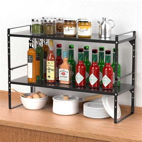 Buy iPEGTOP 2 Pack Expandable Cabinet Storage Shelf Organizer Rack ...