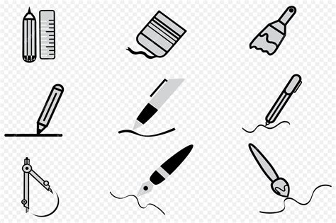 Premium Vector | Set of Drawing and Writing Tools Icons Including ...