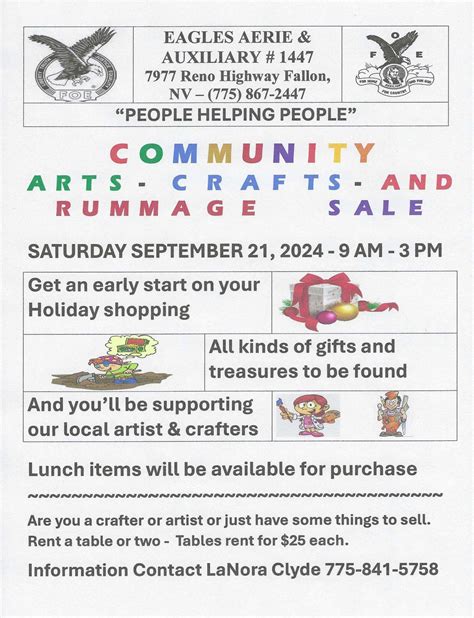 Community Arts, Crafts & Rummage sale, Eagles Aerie & Auxiliary 1447 ...
