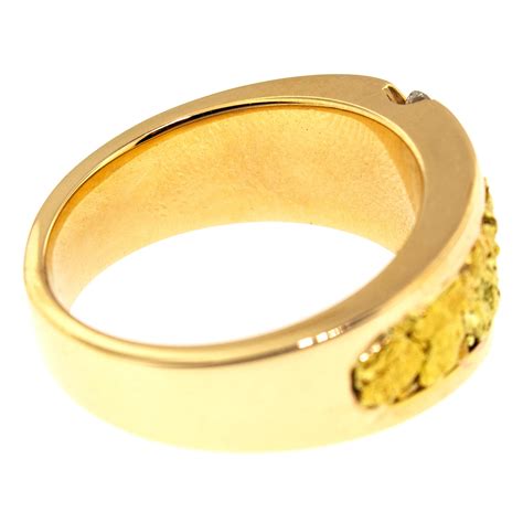 Customizable Natural Gold Nugget and Diamond 14 Karat Gold Men’s Custom ...