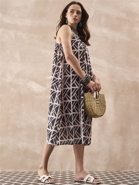 BLACK IVORY STRAPPY DRESS