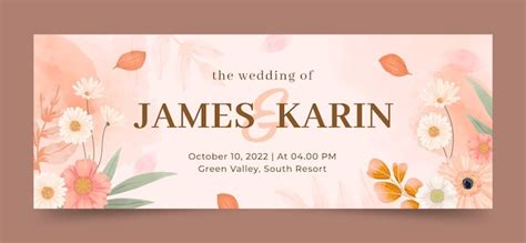 Watercolor wedding facebook cover template | Free Vector