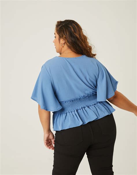 Plus Size Crepe Peplum Blouse – 2020AVE
