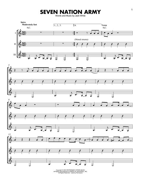 Seven Nation Army (Guitar Ensemble) - Print Sheet Music Now