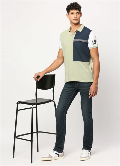 Green Colour Block Short Sleeve Polo | Pepe Jeans India