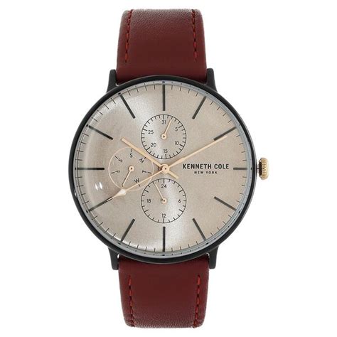 Buy Online Kenneth Cole Quartz Multifunction Brown Dial Leather Strap ...
