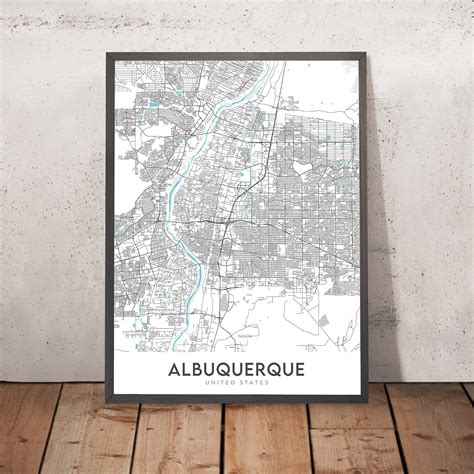 Modern City Map of Albuquerque, NM: Downtown, Old Town, University of ...