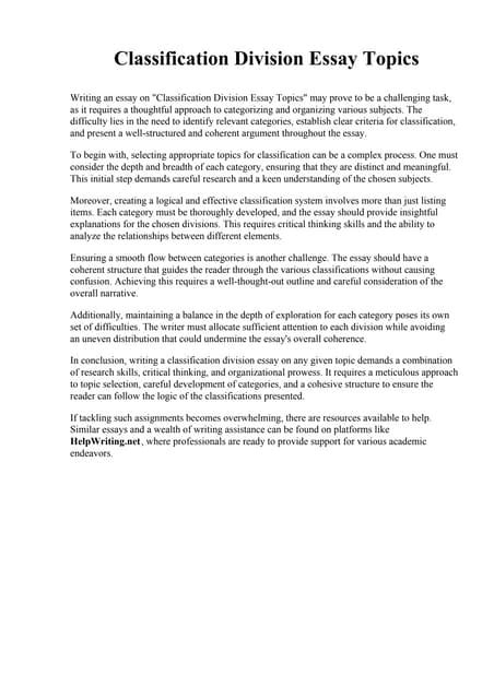 Image result for Classification Essay Topics