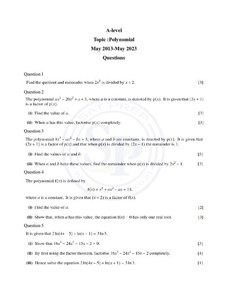 A Level Maths Polynomial 的图像结果