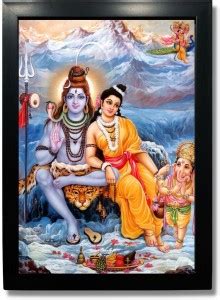 Kagaz Kala Shiva Parvati Ganesha Kailasha Religious Frame Price in ...