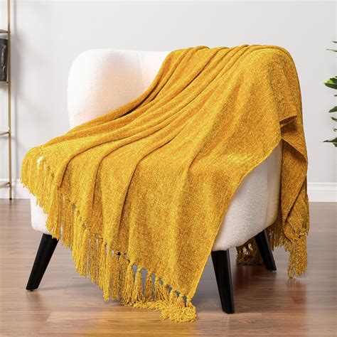 Amazon.com: Pavilia Mustard Yellow Throw Blanket for Couch & Sofa Bed ...