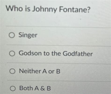 Solved Who is Johnny Fontane?SingerGodson to the | Chegg.com