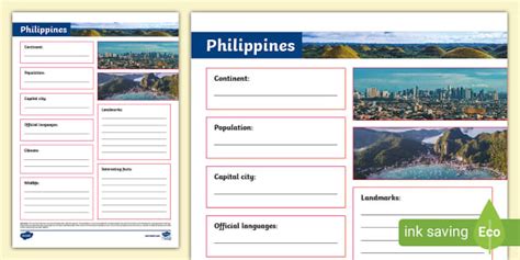 Philippines Fact File Template (teacher made) - Twinkl