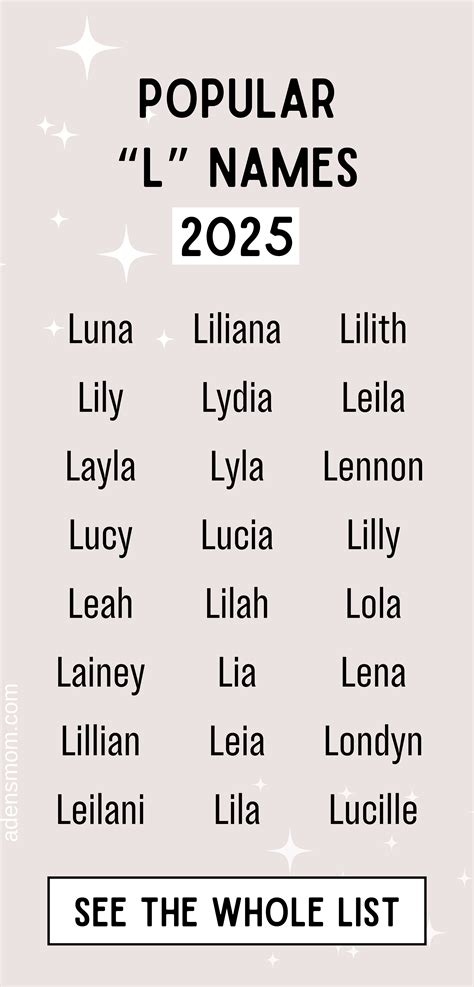 L Girl Names: Beautiful L Names for Girls 2025 | Luna, Lily, Lucy ...