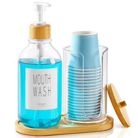 VITVITI Mouthwash Dispenser for Bathroom, Mouth Wash Pump Bottle with ...