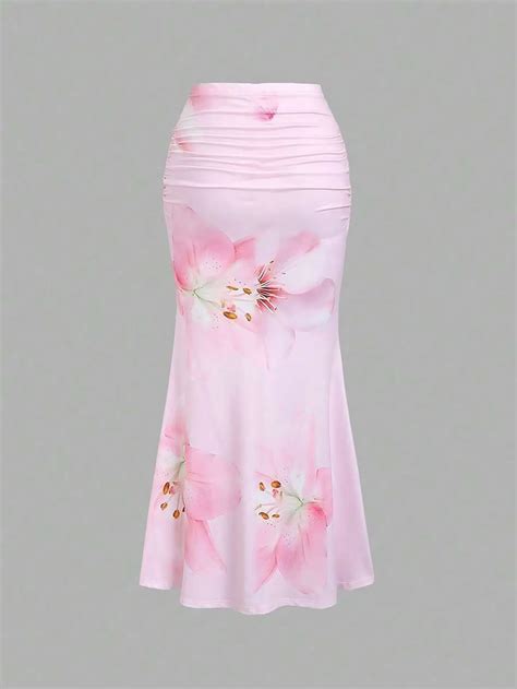 Floral Print Gathered Mermaid Skirt | Savana | Bestsellers