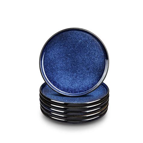 Ceramic Flat Plates Set of 6 - 8 Inch, Dessert, Salad, Appetizer, Small ...