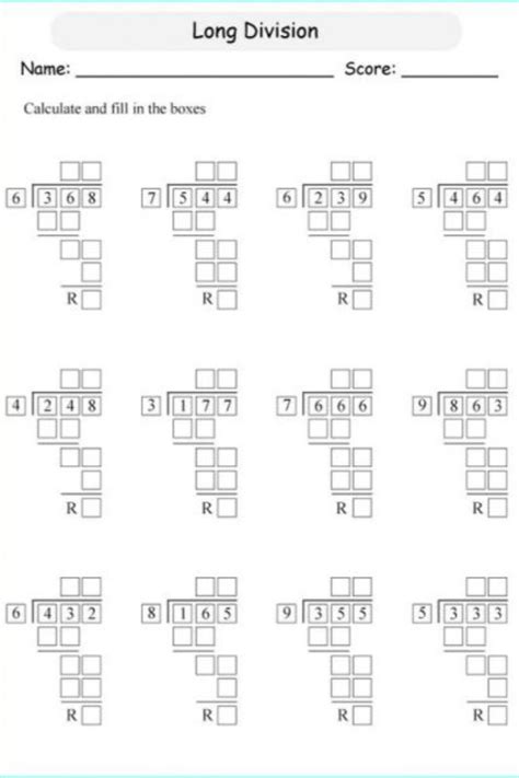 Image result for Printable Long Division Worksheets