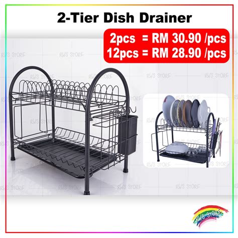 Two-tier Dish Drainer Two-tier Bowl Drainer Dryer | Shopee Singapore