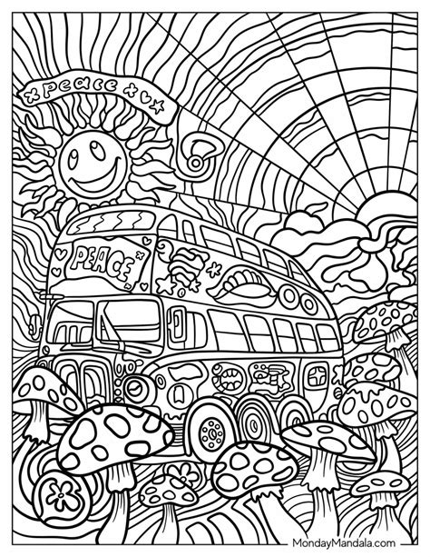 37 Hippie Coloring Pages (Free PDF Printables)