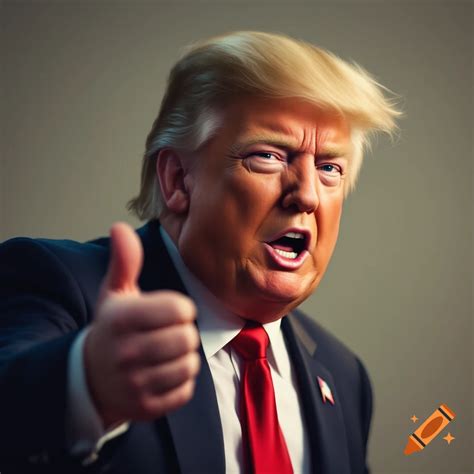 Donald Trump smiling and giving a thumbs up while holding a cardboard ...