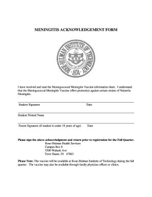 Meningitis Acknowledgement - Fill Online, Printable, Fillable, Blank ...