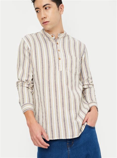Buy Men Striped Yarn Dyed Short Kurta Online at just Rs. 999.0 ...