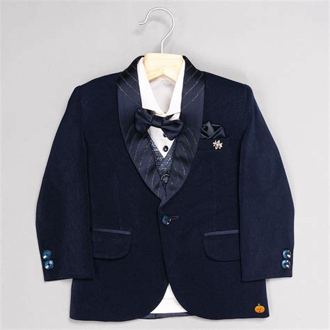 Buy Navy Blue Boys Suit with Bow Tie – Mumkins