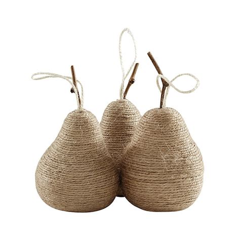 Twine Pear Rustic Christmas Ornaments Set of 3