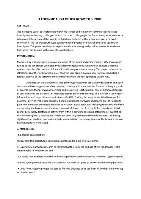 A Forensic Audit OF TOR Browser Bundle - A FORENSIC AUDIT OF TOR ...