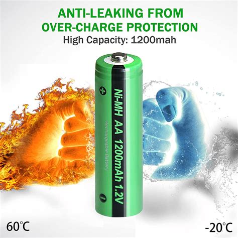 Buy 2 Pcs AA Rechargeable Batteries 1.2V Nimh 1200mAh Button Top ...