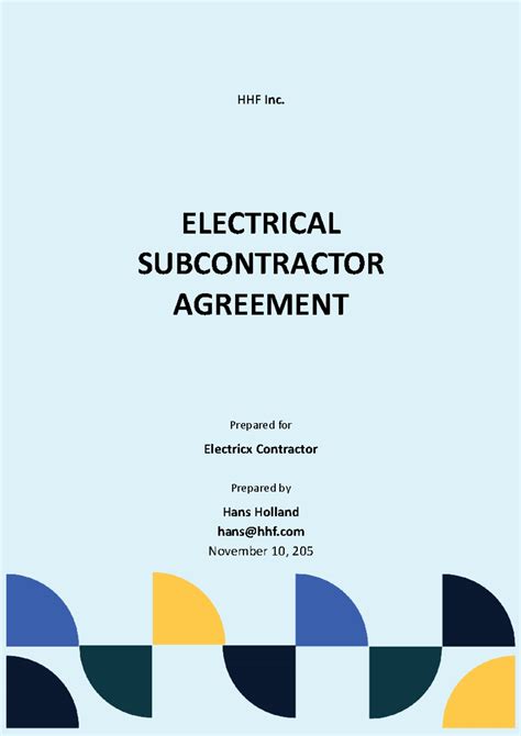 Free Electrical Subcontractor Agreement Template - HHF Inc. ELECTRICAL ...