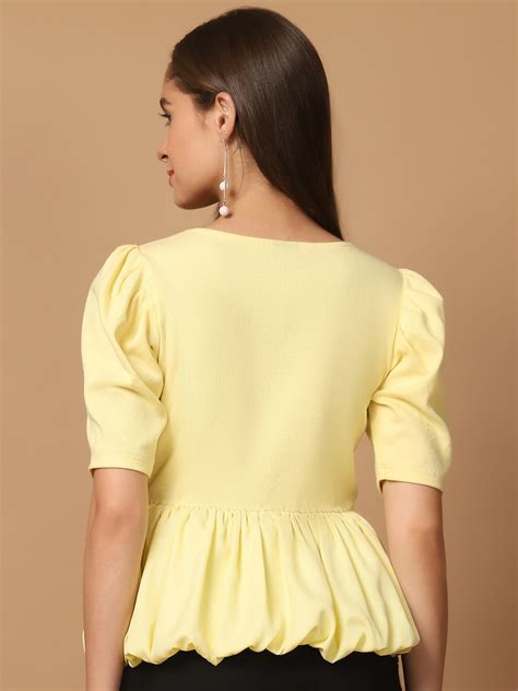 Yellow Peplum- Bubble Top