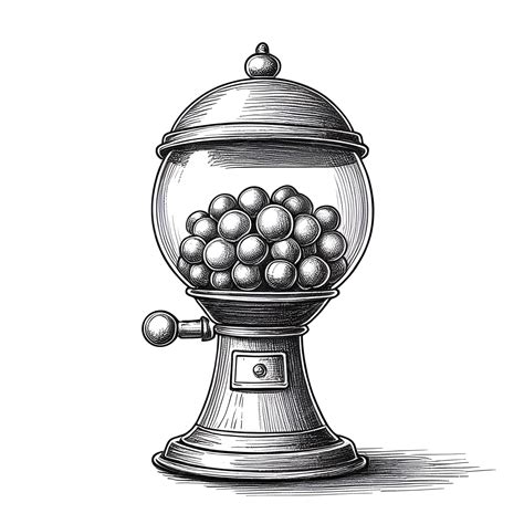 Premium Vector | Gumball machine ink sketch drawing black and white ...